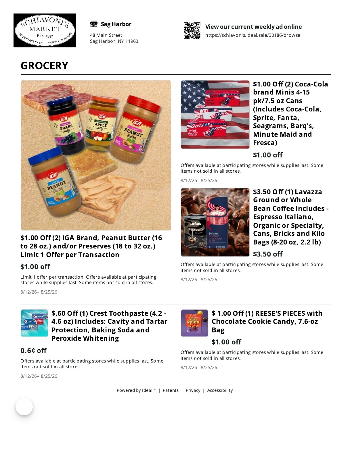 Schiavoni's IGA flyer page 1