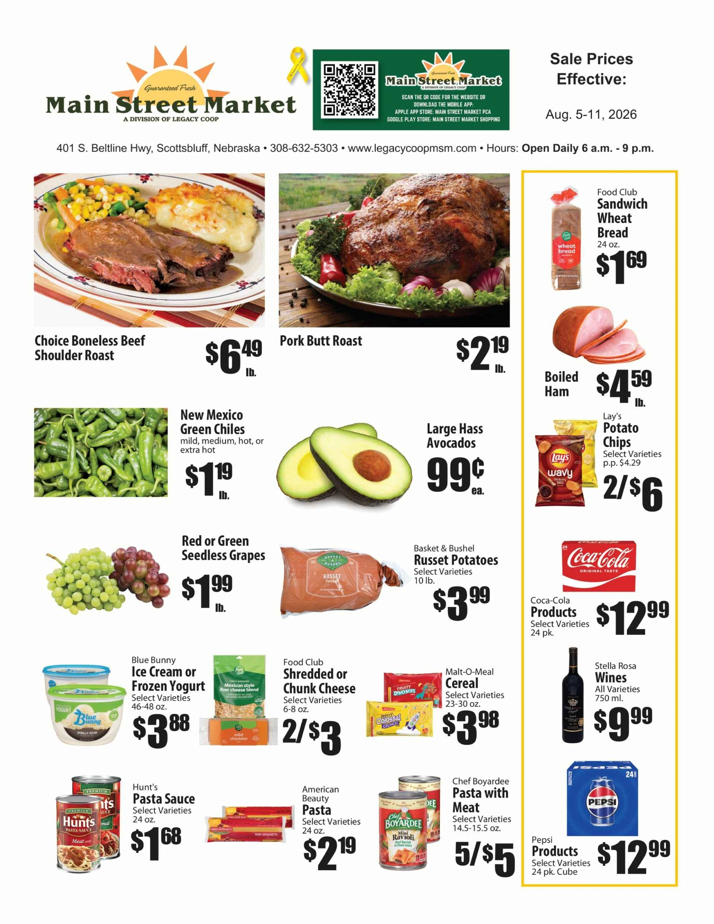 Scottsbluff Main Street Market flyer page 1