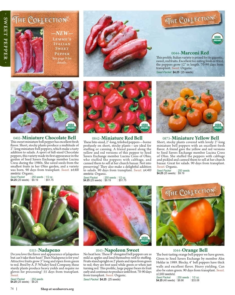 Seed Savers Exchange flyer page 74