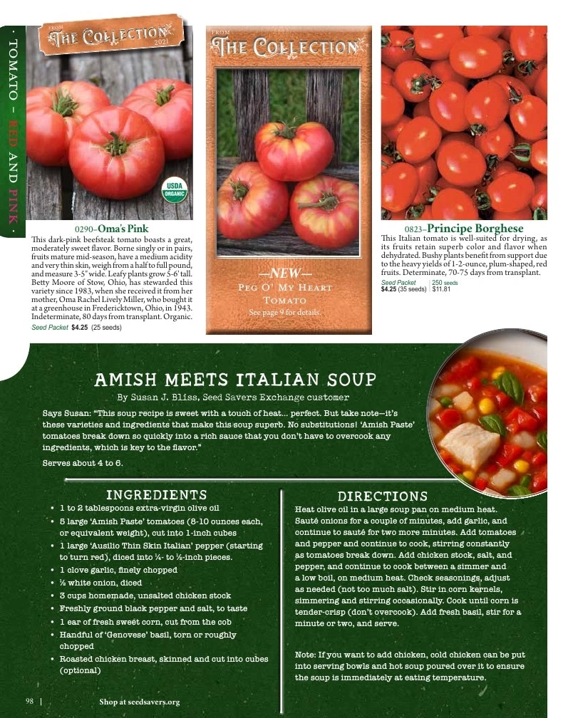 Seed Savers Exchange flyer page 98
