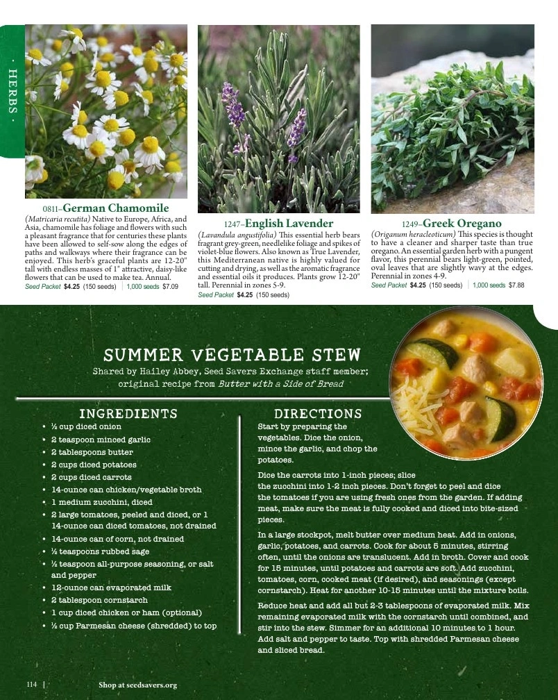 Seed Savers Exchange flyer page 114