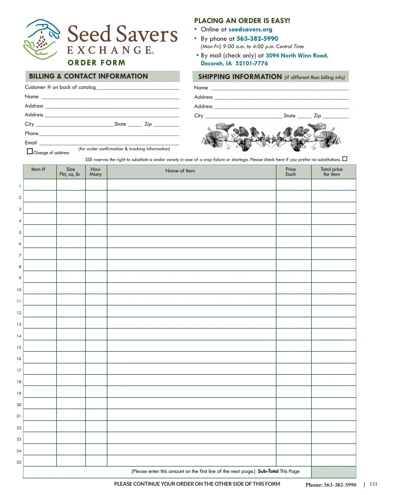 Seed Savers Exchange flyer page 151