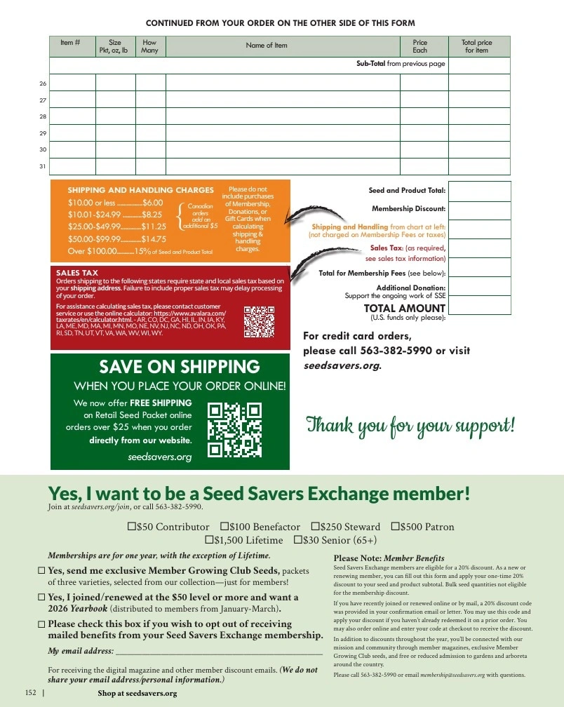 Seed Savers Exchange flyer page 152