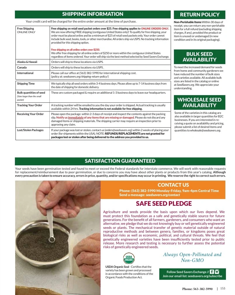 Seed Savers Exchange flyer page 153