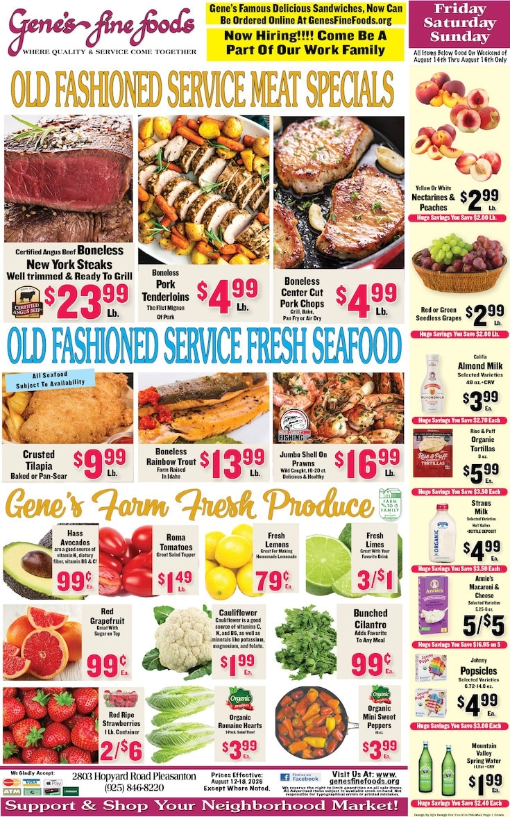 Gene's Fine Foods flyer page 1