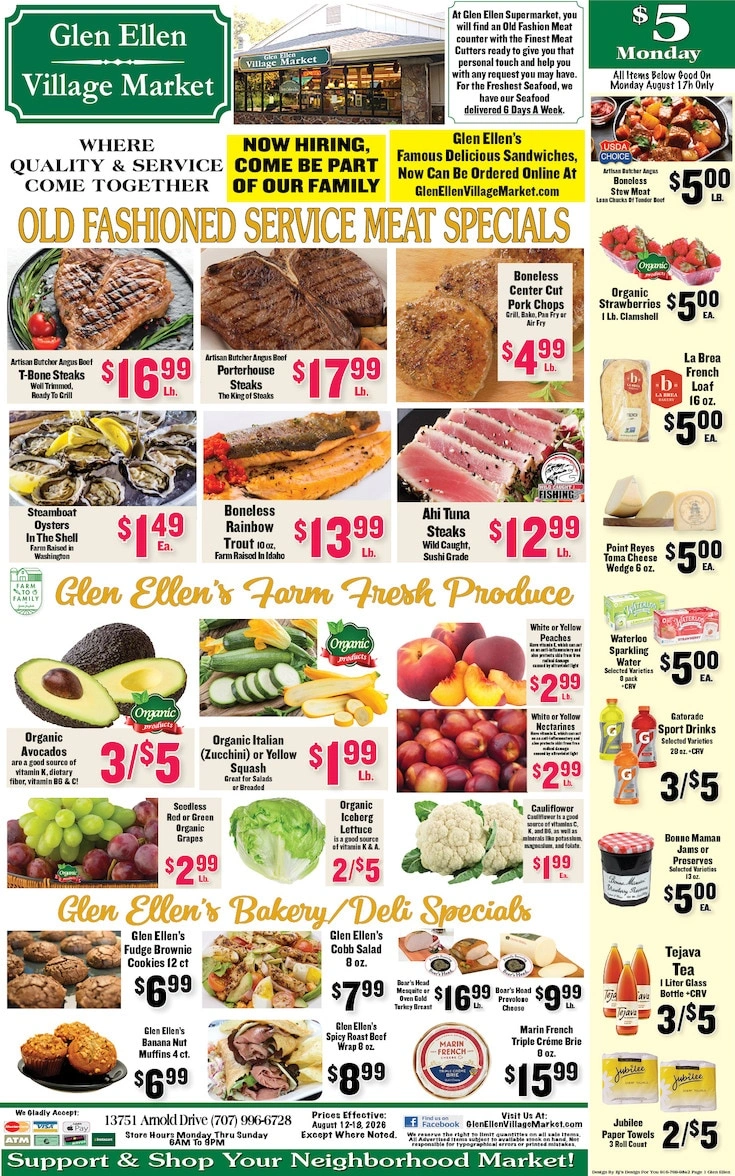 Glen Ellen Village Market flyer page 1
