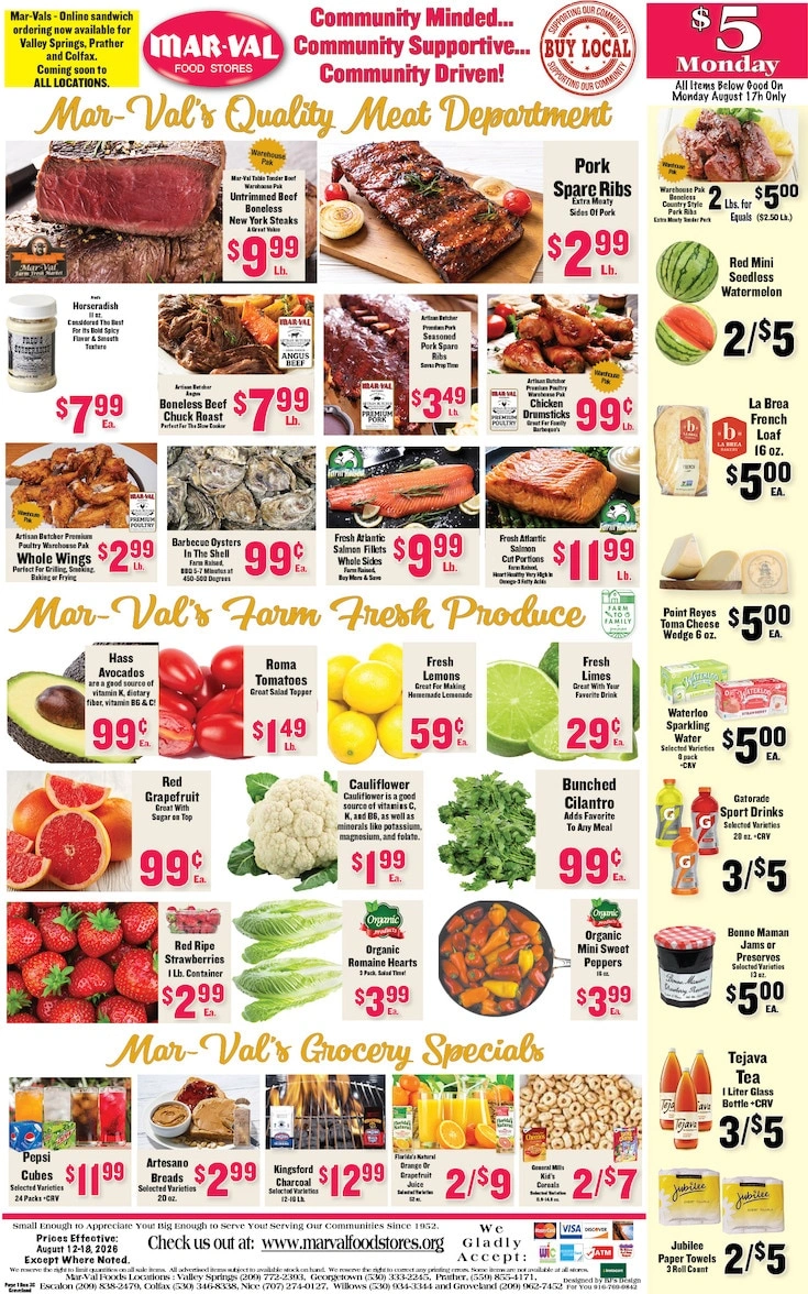 Mar-Val Food Stores flyer page 1