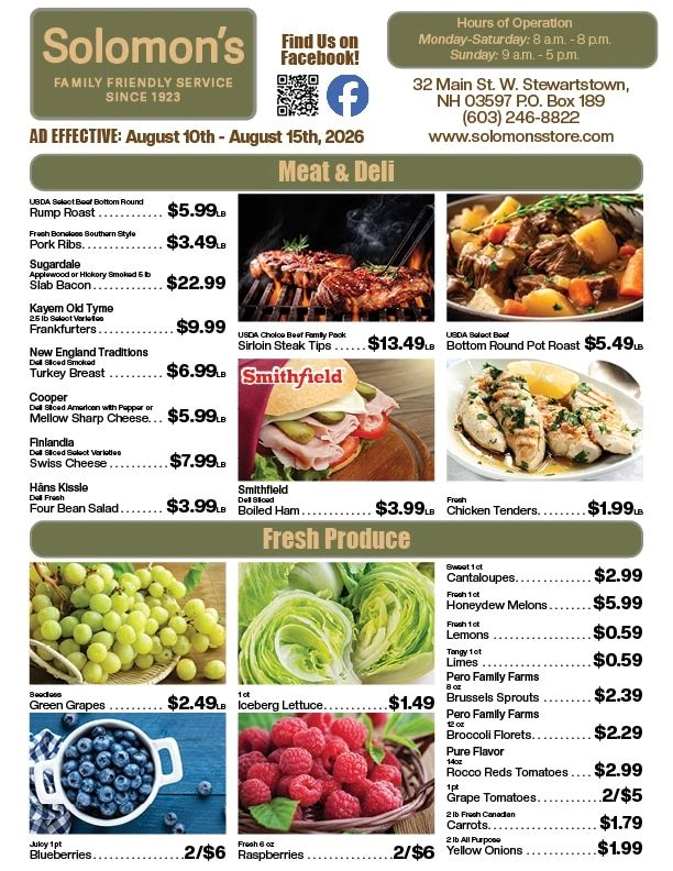 Solomon's Store flyer page 1