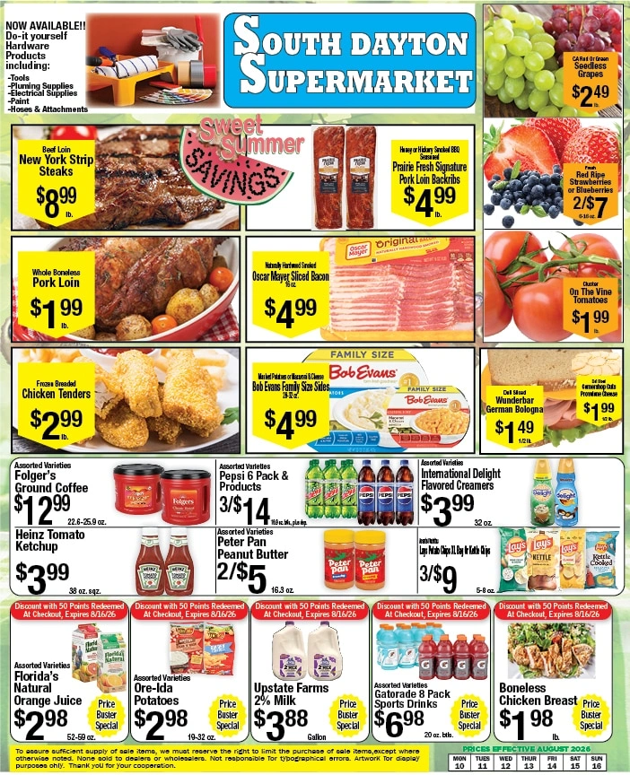 South Dayton Supermarket flyer page 1