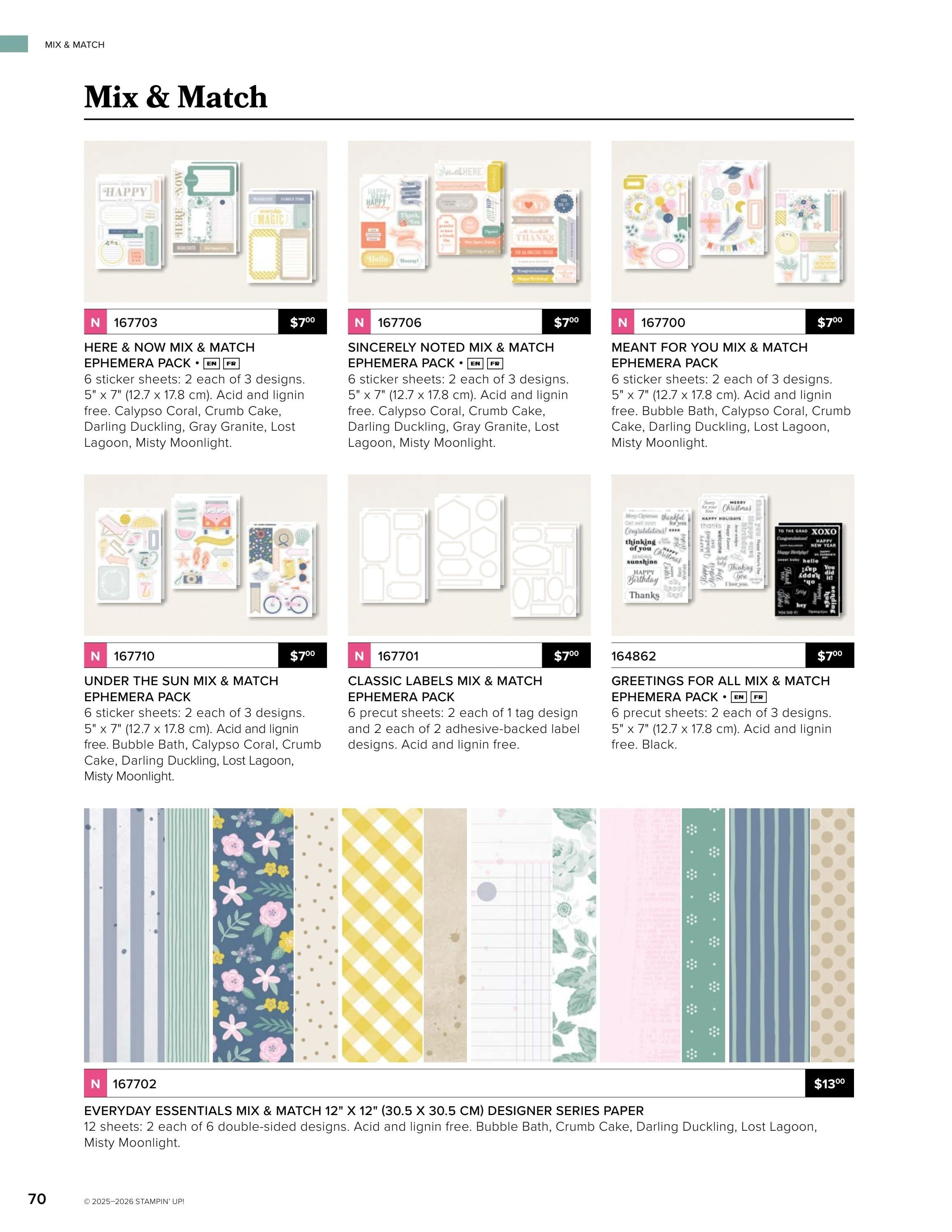 Stampin' Up! flyer page 70