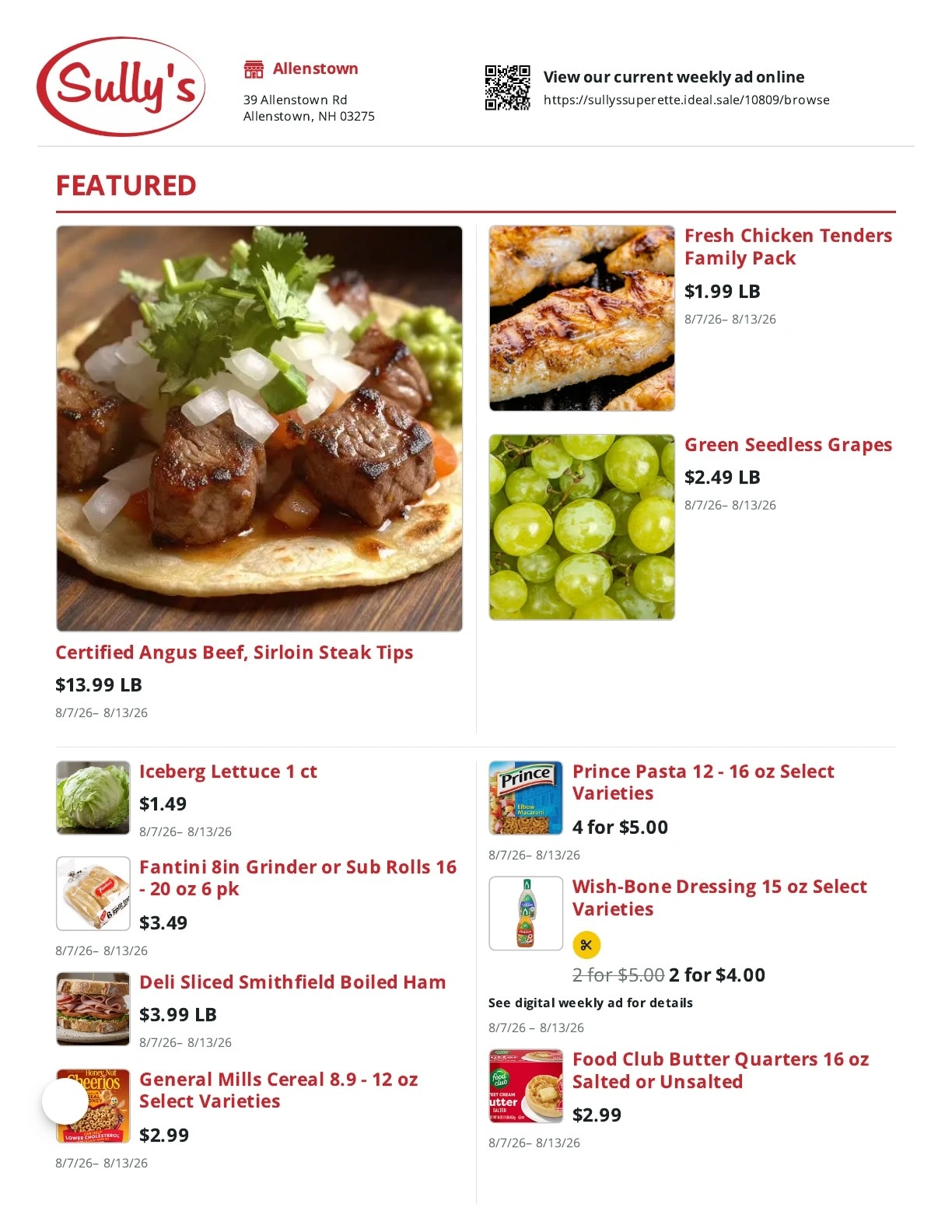 Sully's Superette flyer page 1