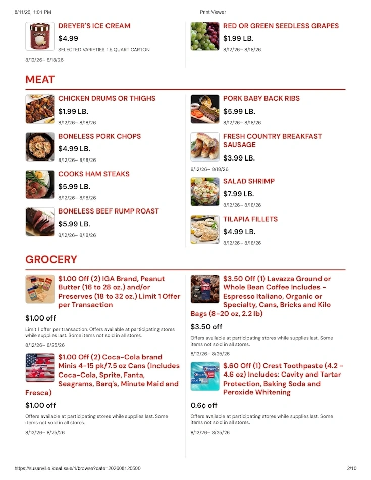 Susanville Supermarket IGA flyer page 2