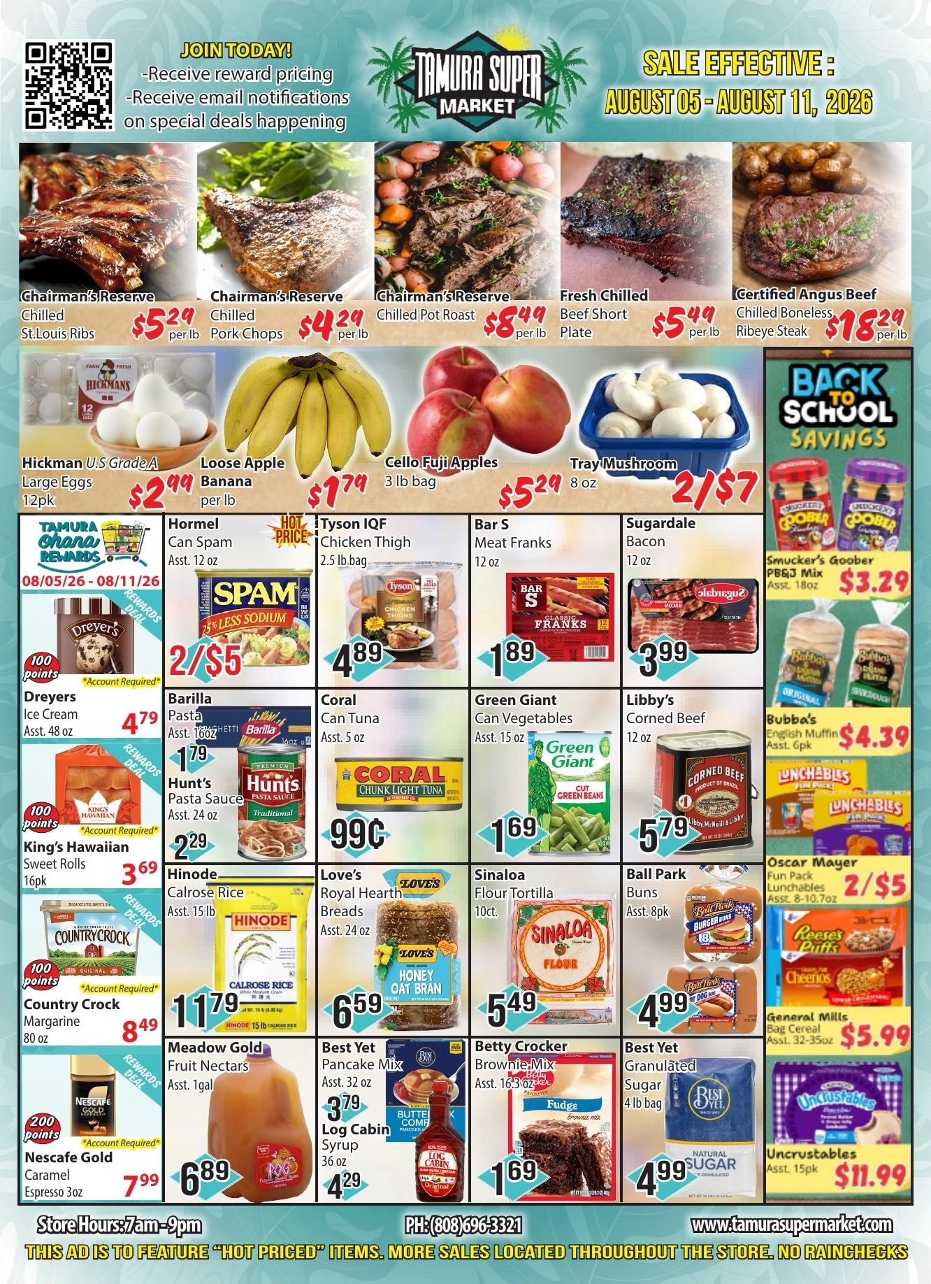 Tamura Super Market flyer page 1