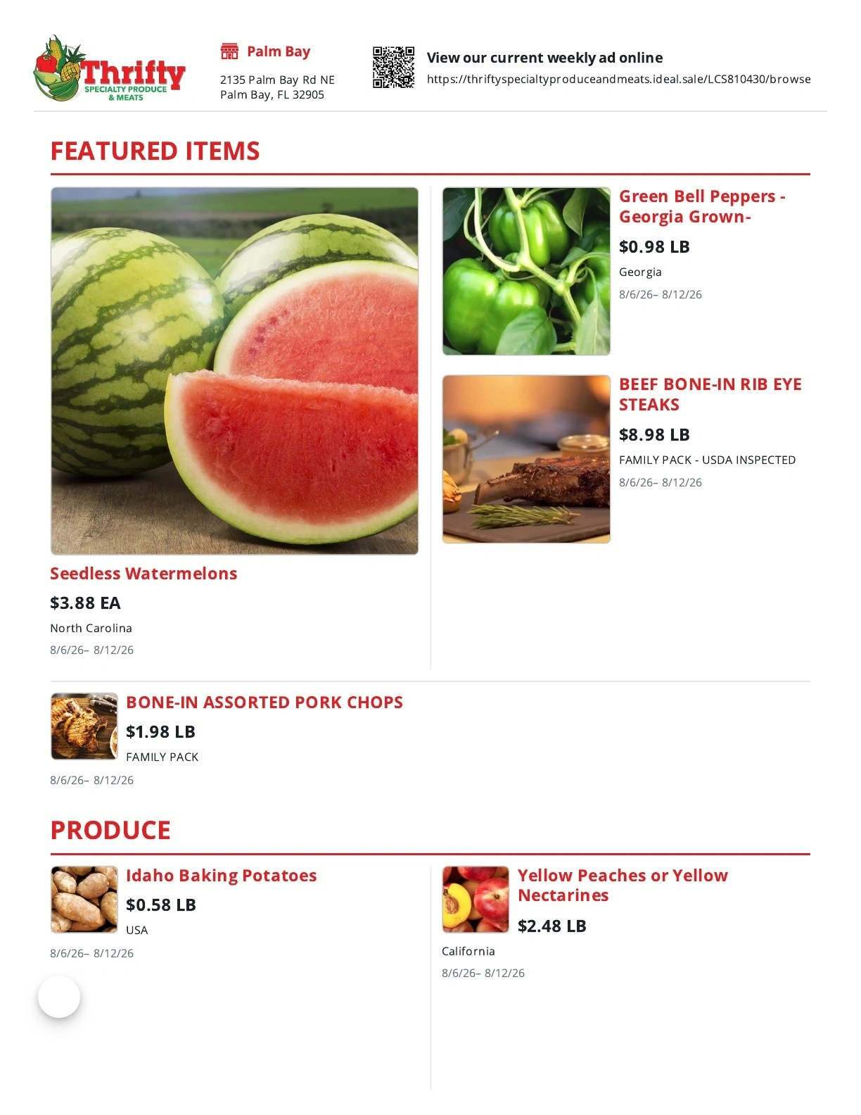 Thrifty Produce flyer page 1