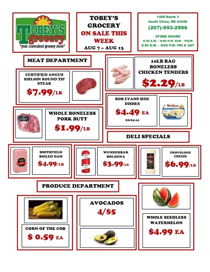 Tobey's Grocery flyer page 1