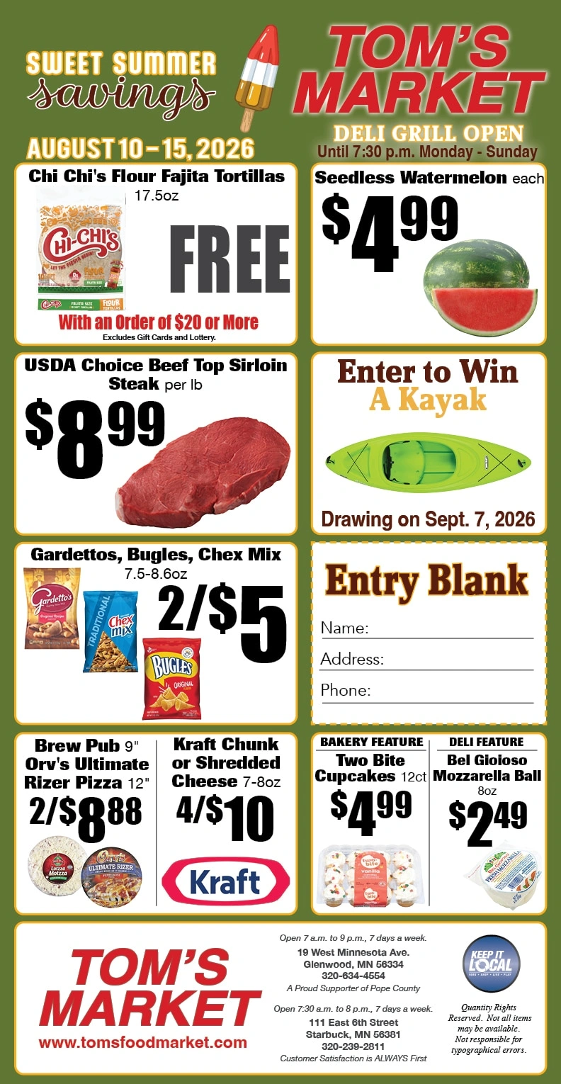 Tom's Food Market flyer page 1