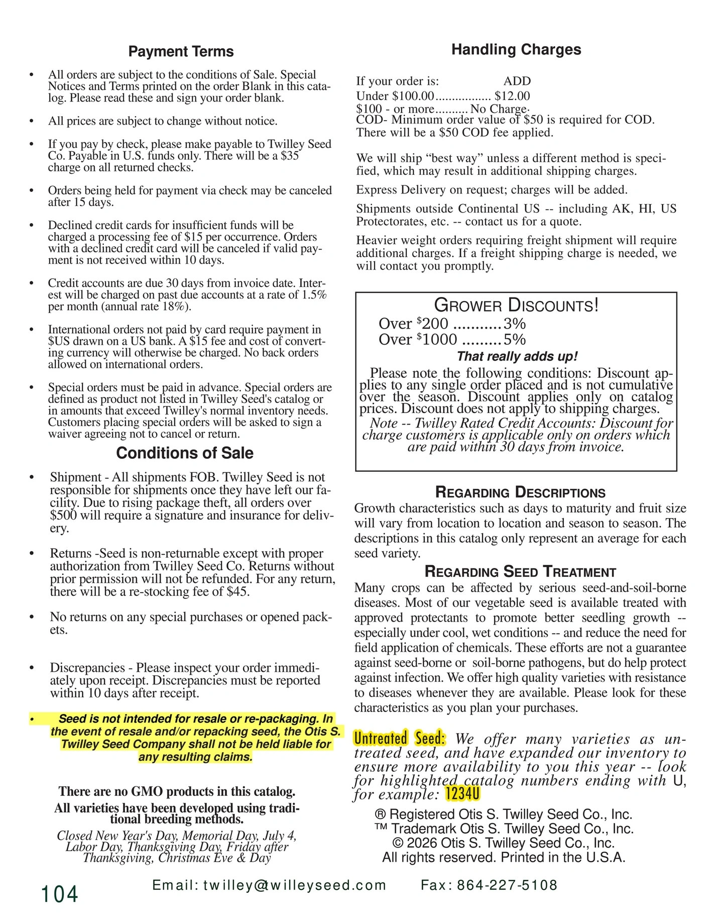 Twilley Seed flyer page 106