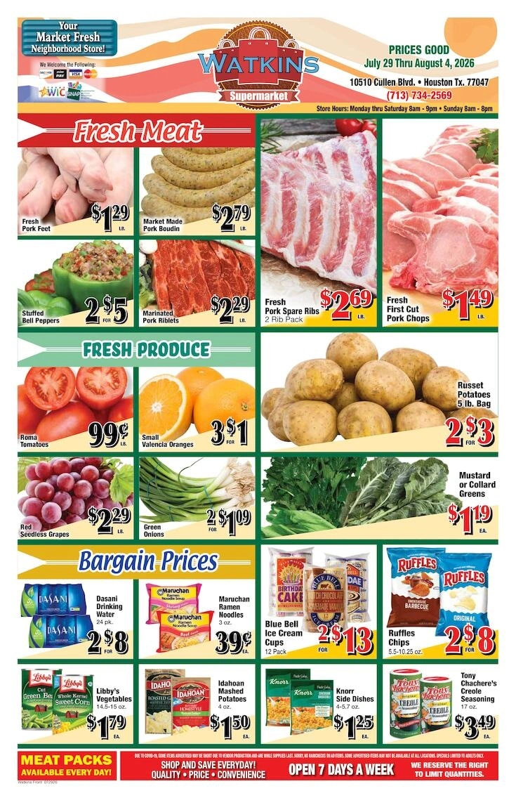 Watkins Supermarket flyer page 1