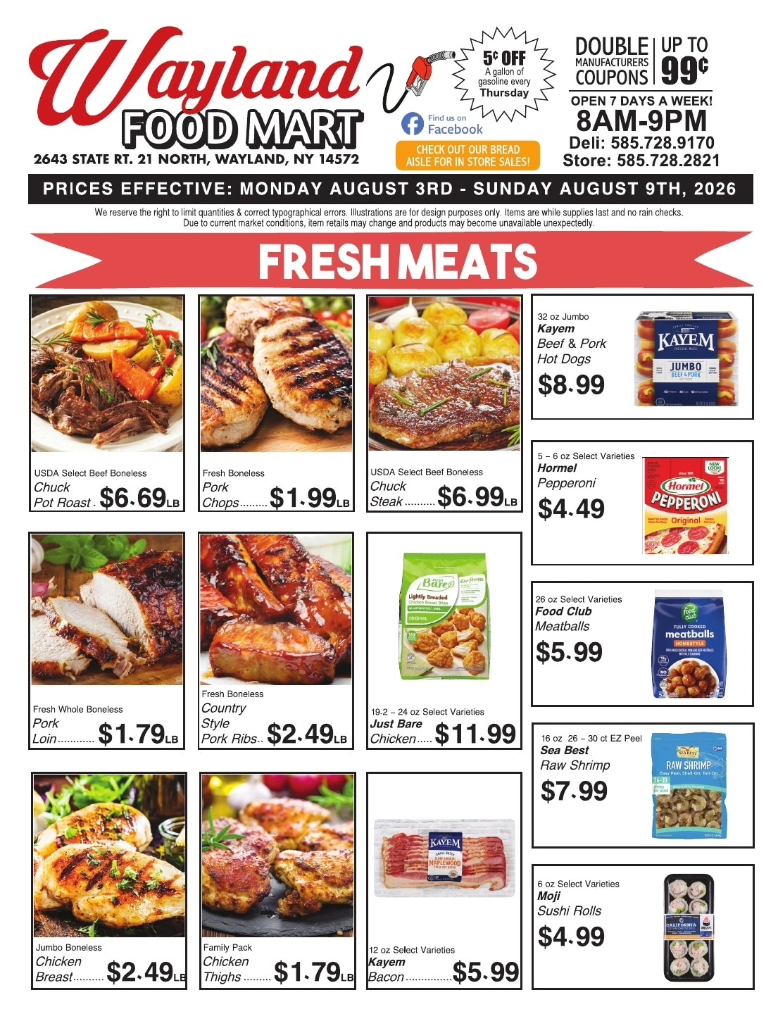 Wayland Food Mart flyer page 1