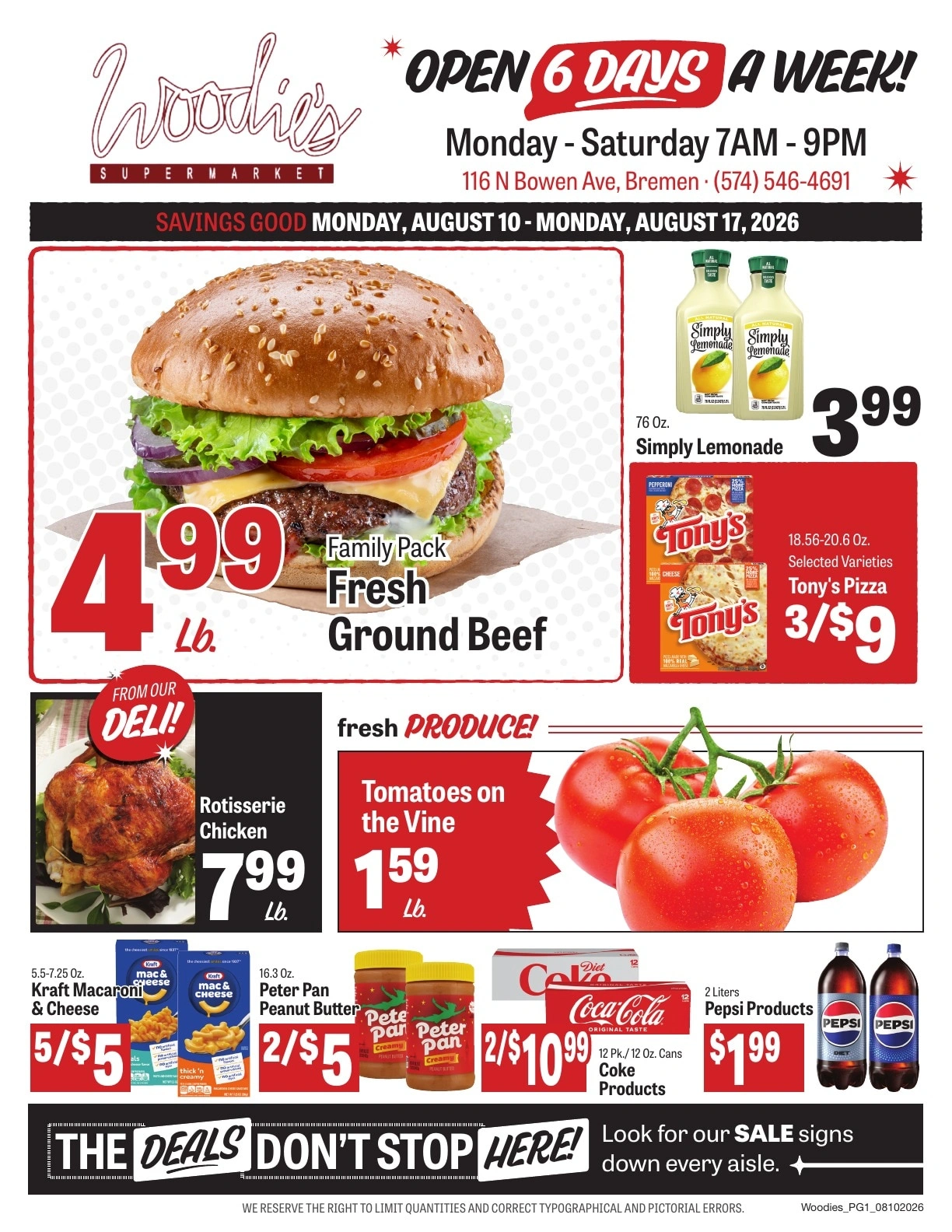 Woodie's Supermarket flyer page 1