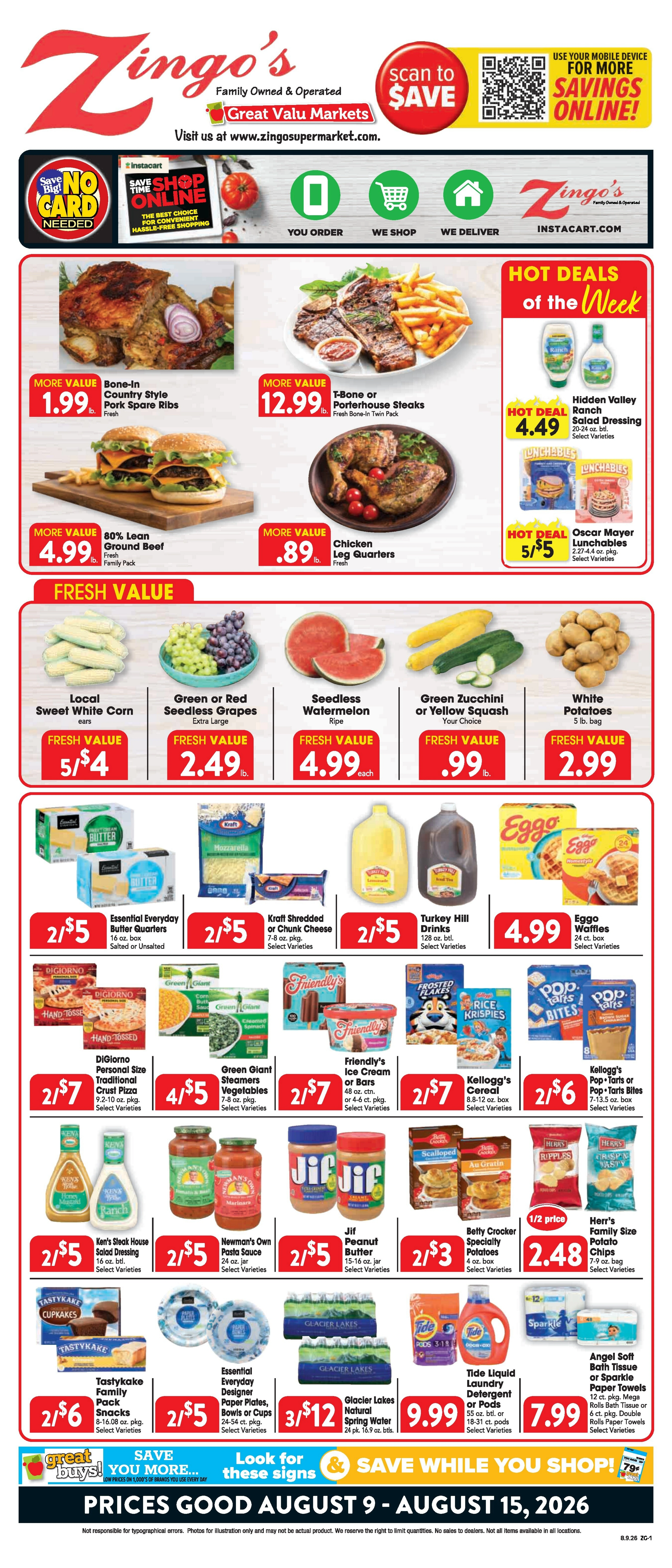 Zingo's Supermarket flyer page 1